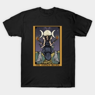 Hecate Triple Moon Goddess of Witchcraft and Magick Witch Hekate Wheel Tarot Card T-Shirt